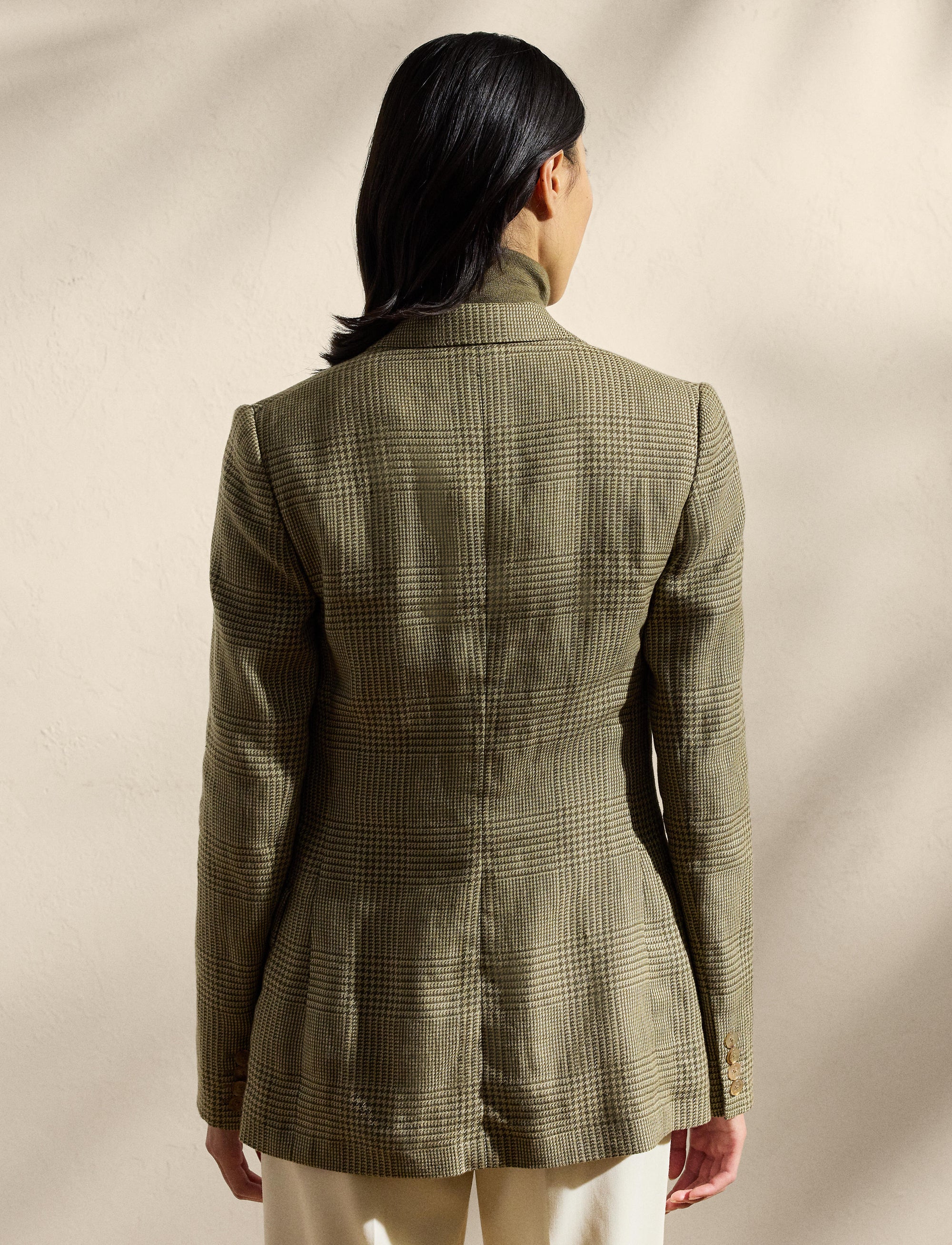 Richie Prince of Wales jacket in mixed linen - Tan & Moss