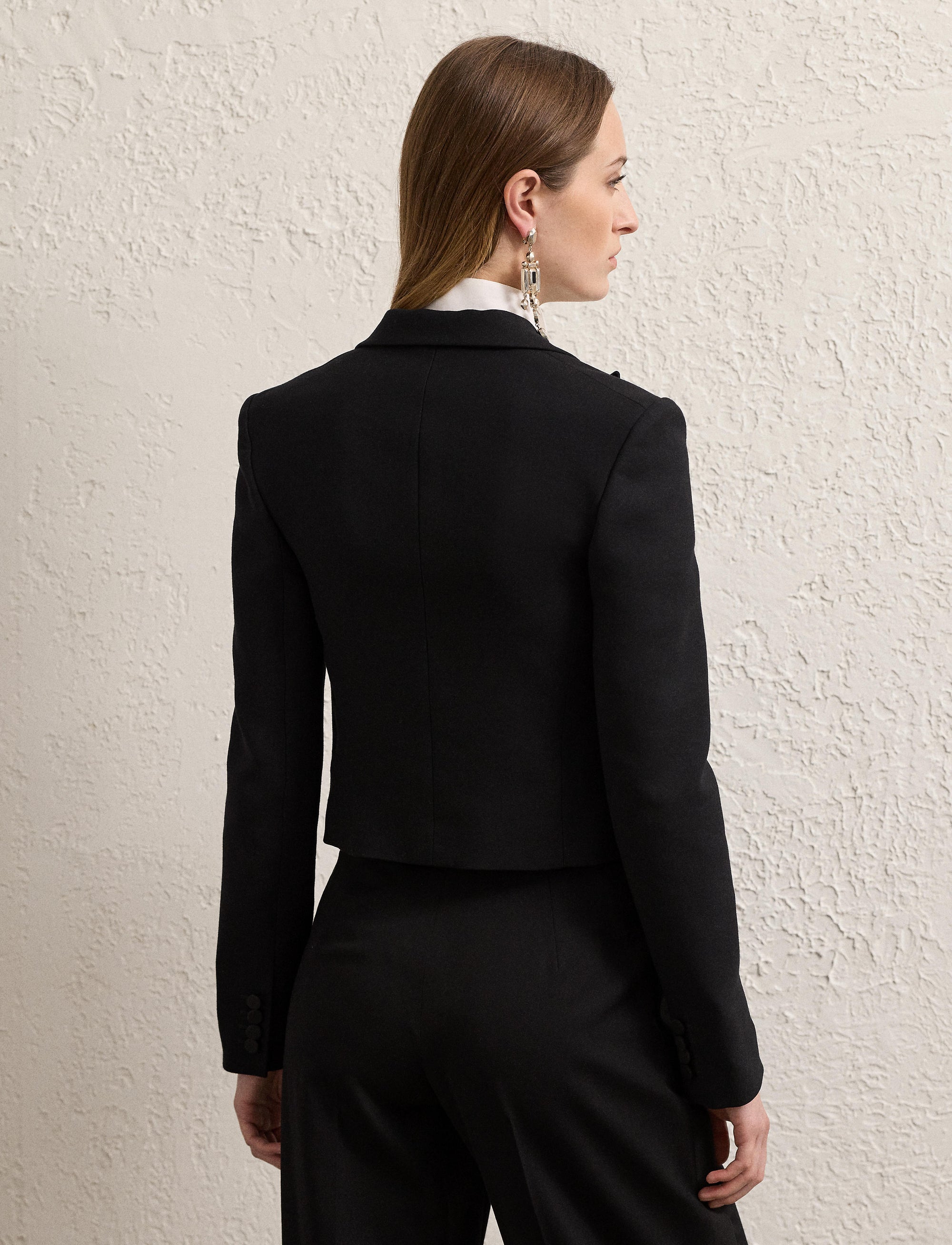 Veste de smoking Spencer en crêpe de laine - Black