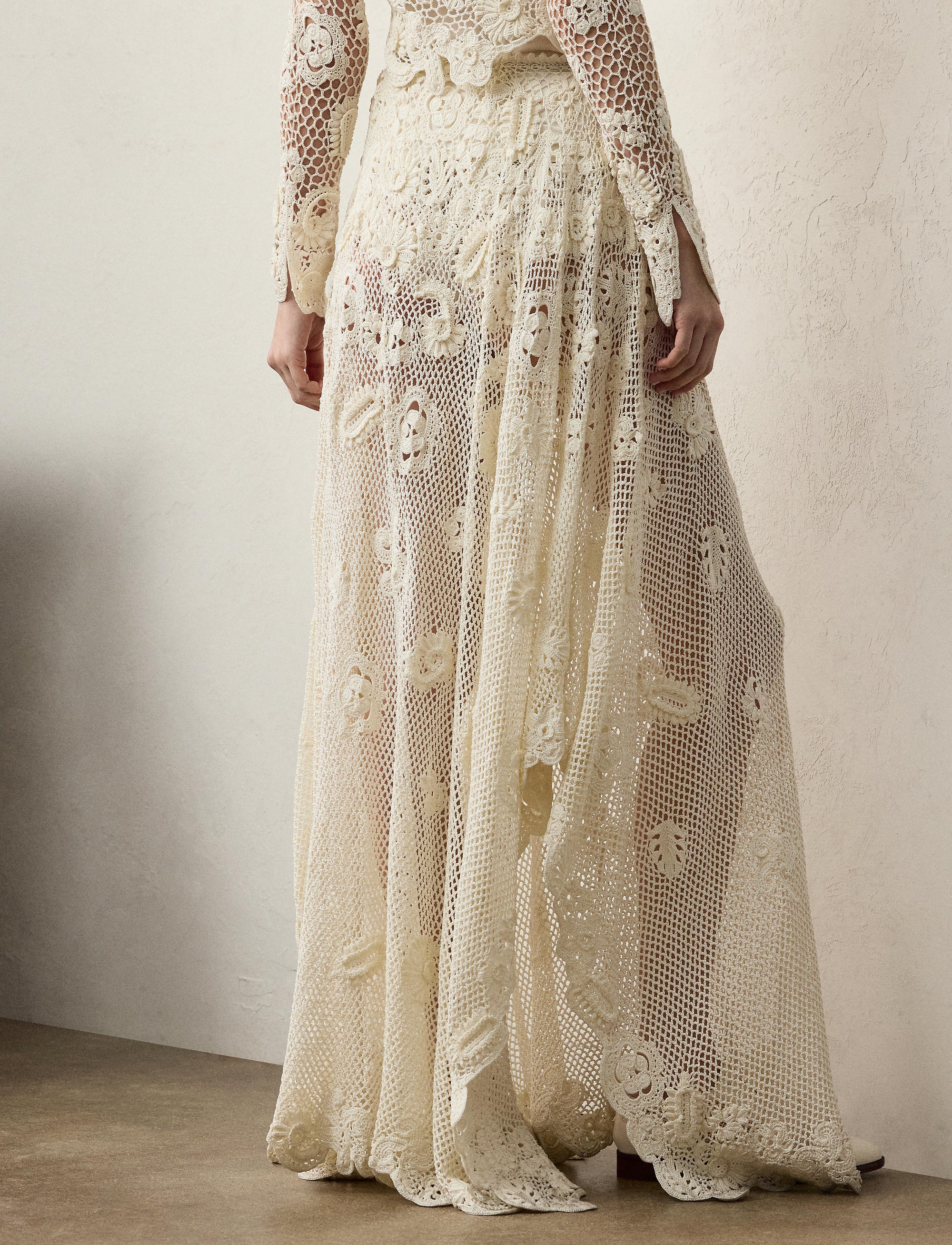 Robe à coupe évasée en soie - Crème