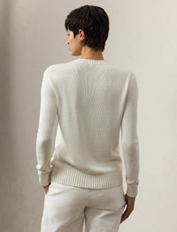 Hamptons Spring Polo Bear jumper in silk - Cream