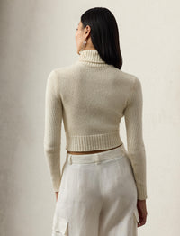 Pull court à col roulé en soie - Lux Cream
