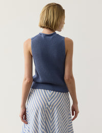Pull col roulé roulé sans manches en jersey de soie - Cornflower