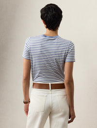 T-shirt Hallie en jersey de coton rayé - Cornflower & White