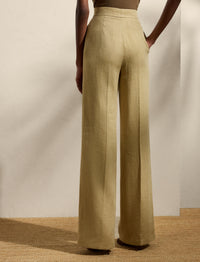 Pantalon Dean en sergé de soie et de lin mélangé - Lux Tan