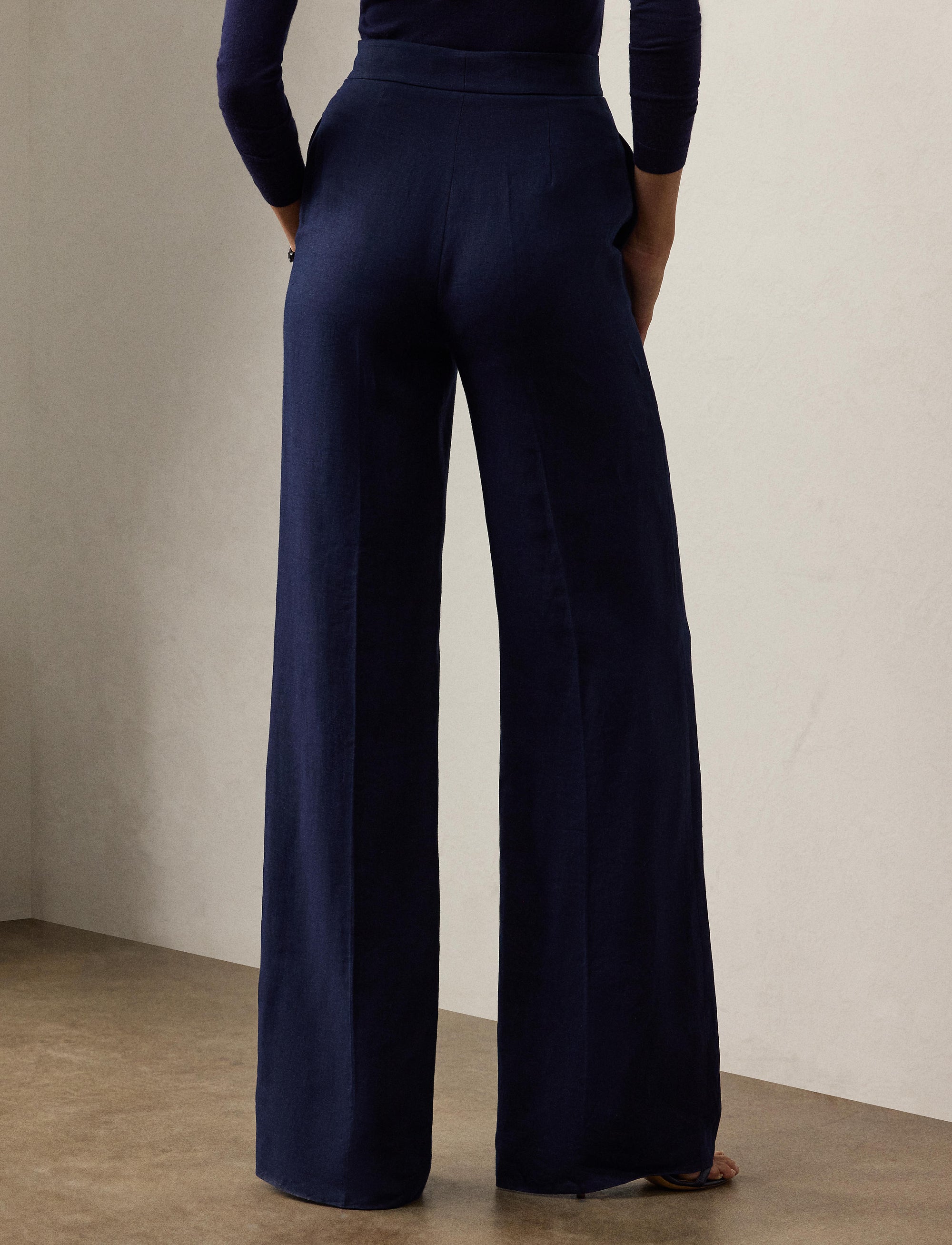 Dean trousers in linen - Lux Navy