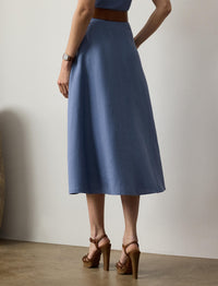 Erica skirt in linen - Cornflower
