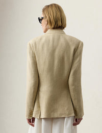 Vanessa jacket in silk and linen tweed blend - Light Tan & Multicolore