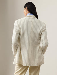 Veste Bennet rayée délavée en lin et laine mélangé - Cream & Lux Navy