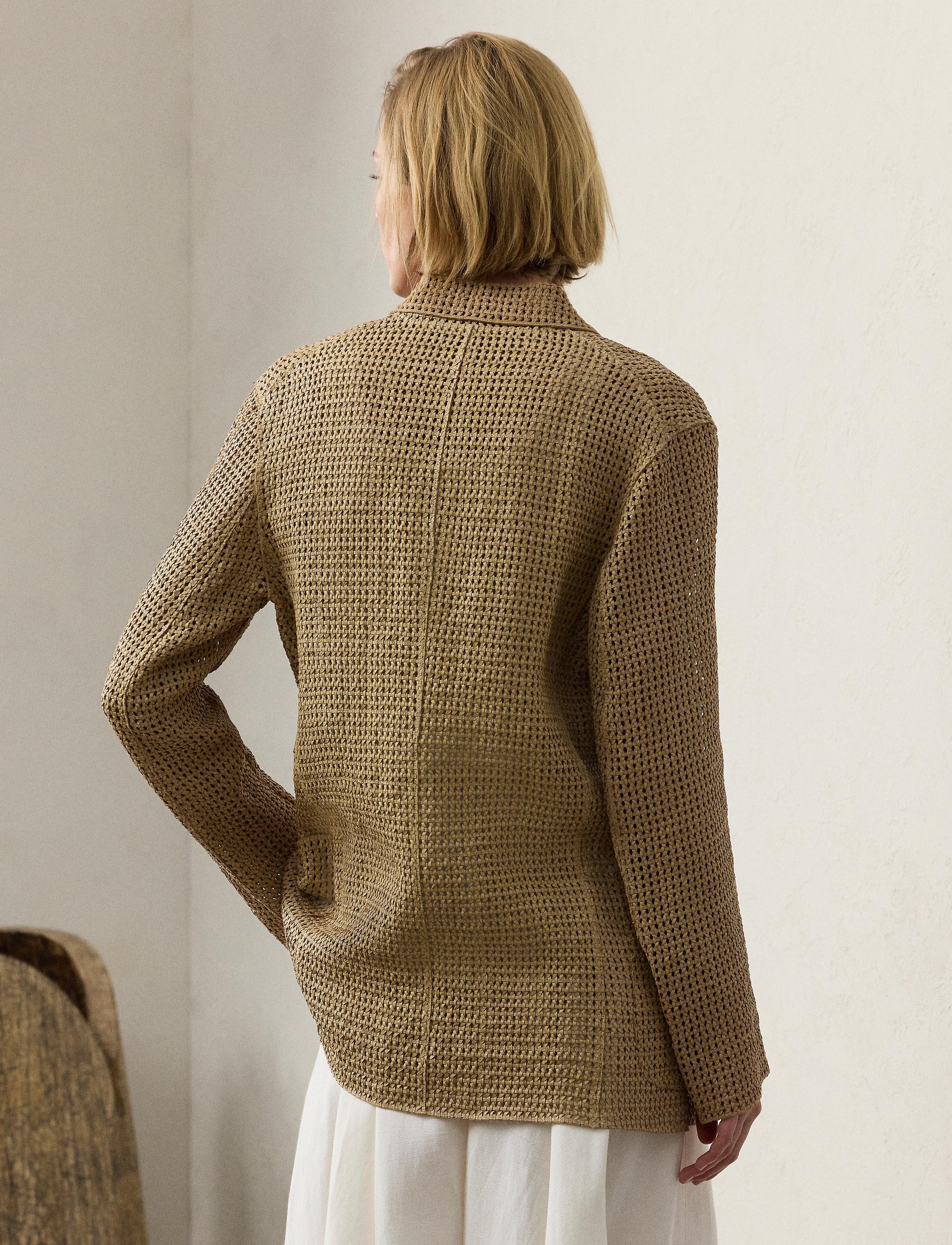 Blazer Lydia à double boutonnage en cuir - Sable