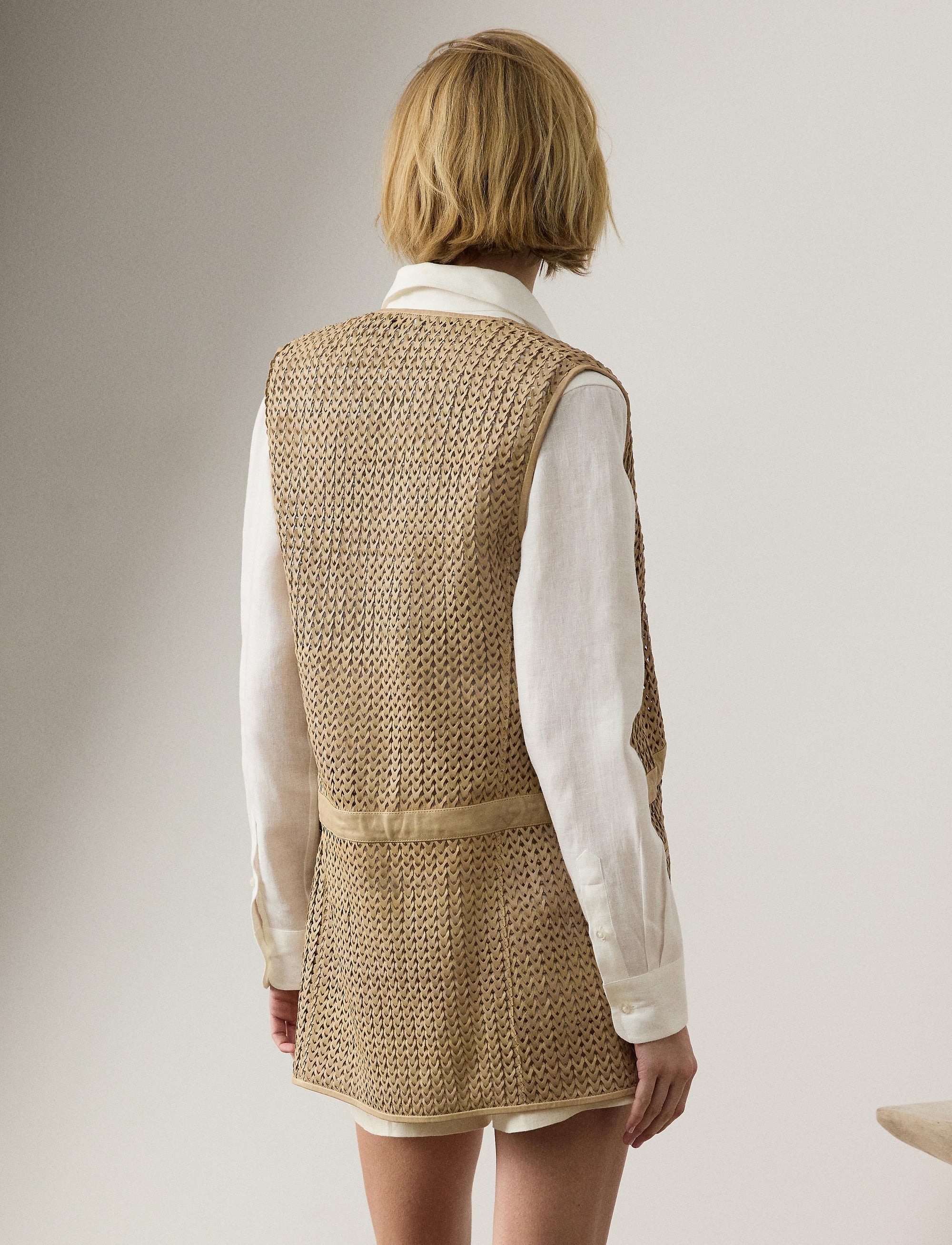 Gilet Tabetha en cuir - Light Sand