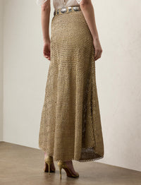 Robe Leanne évasée à taille marquée en cuir - Sable clair