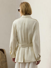 Veste de treillis Sydney en lin - Lux Cream