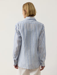 Chemise Capri Relaxed Fit en lin rayé - Cream & Cornflower