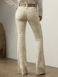 Pantalon Annabeth à franges en daim - Cream