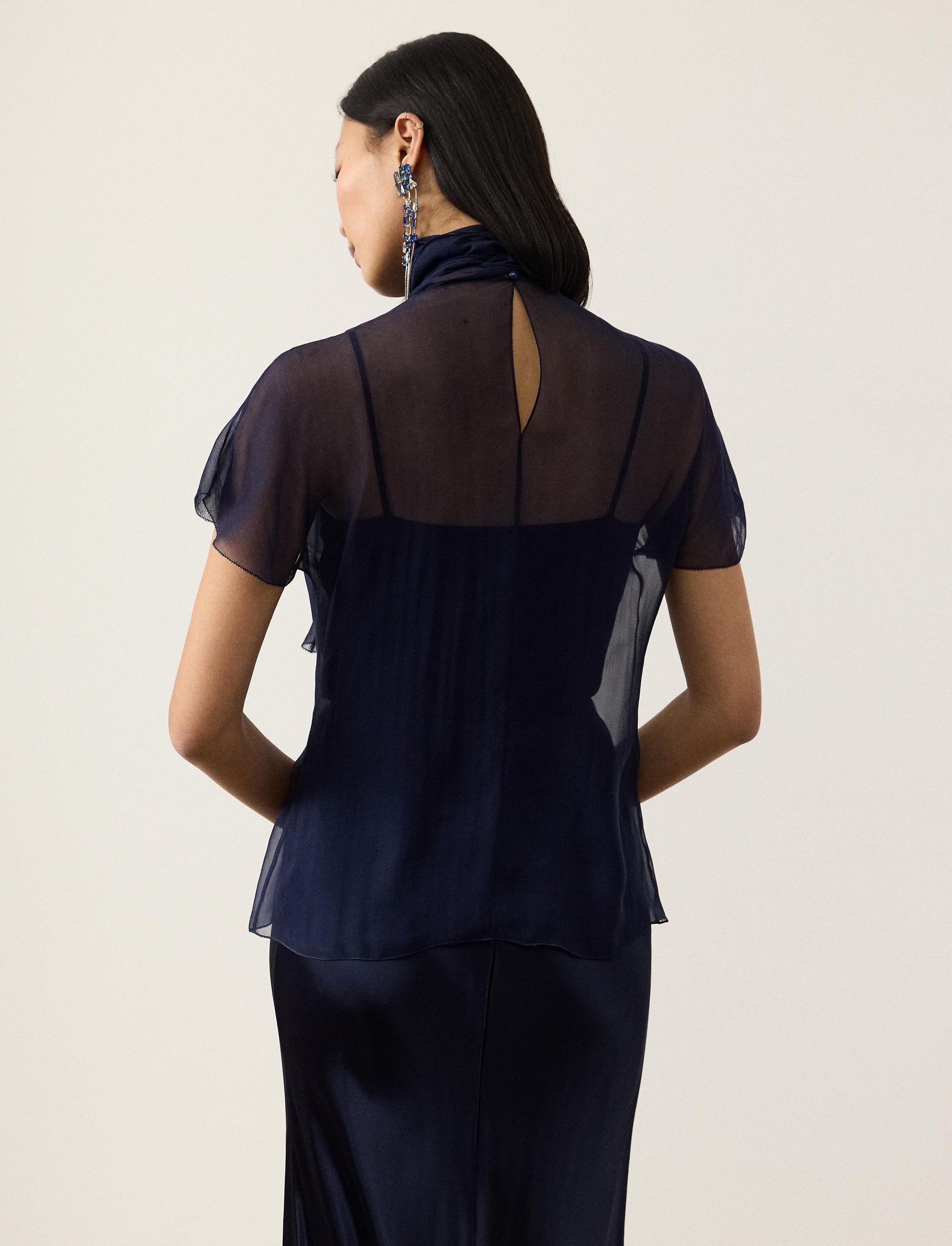 Blouse Etta en mousseline de soie lavée - Lux Navy