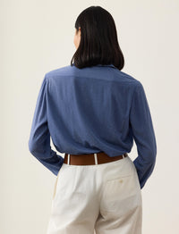 Chemise Adrien Relaxed Fit décorée en soie - Cornflower