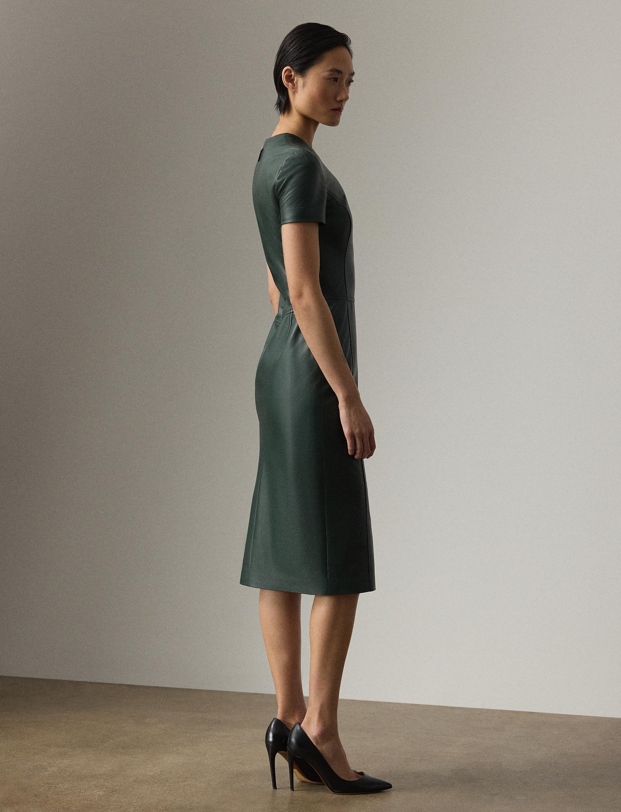 Robe Bethanne en cuir - Dark Racing Green