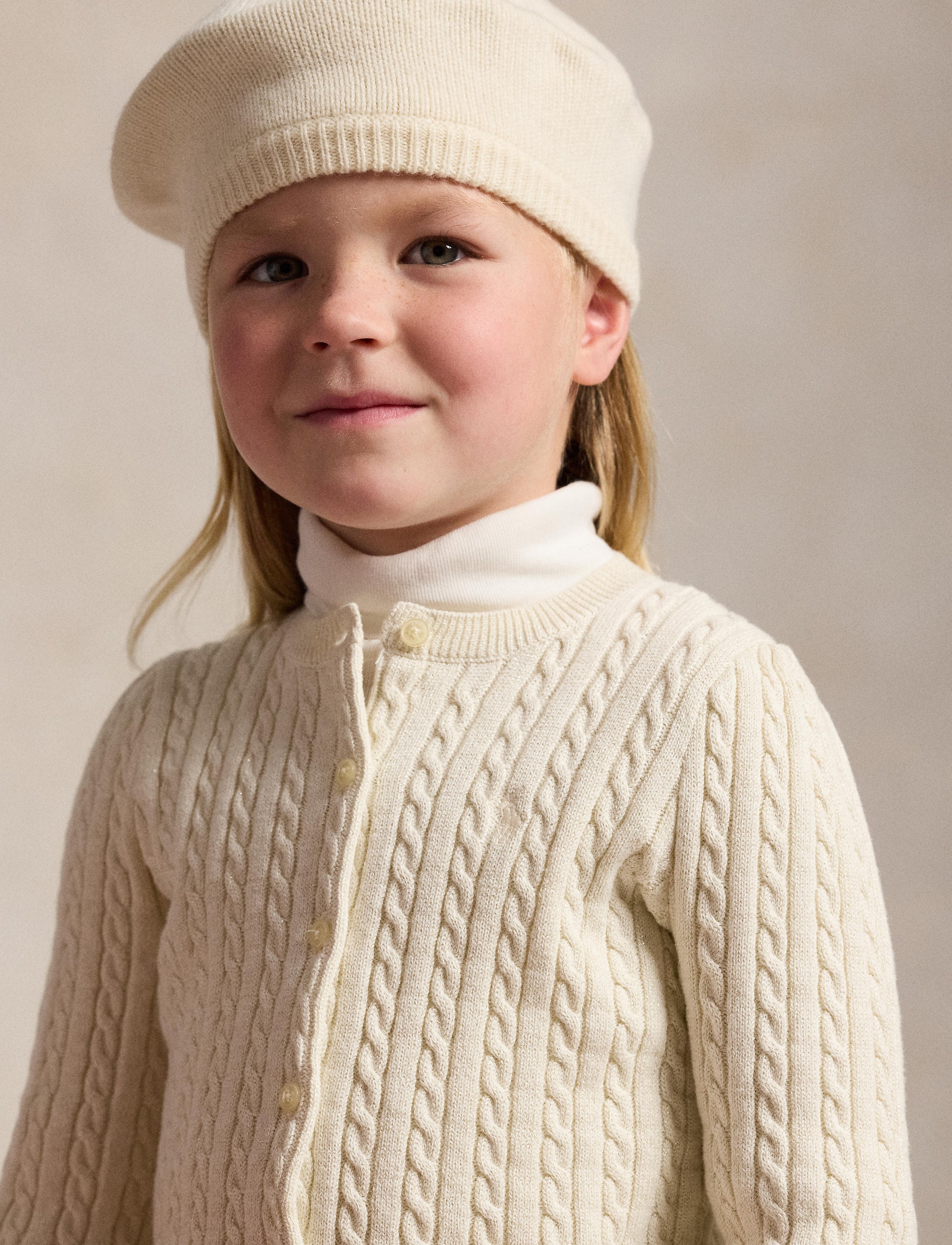Cardigan métallisé à mini-torsades - Clubhouse Cream
