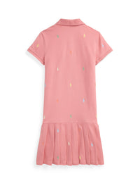 Stretch piqué polo dress - Faded Peony
