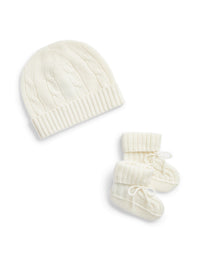 Bonnet et chaussons en cachemire - Warm White