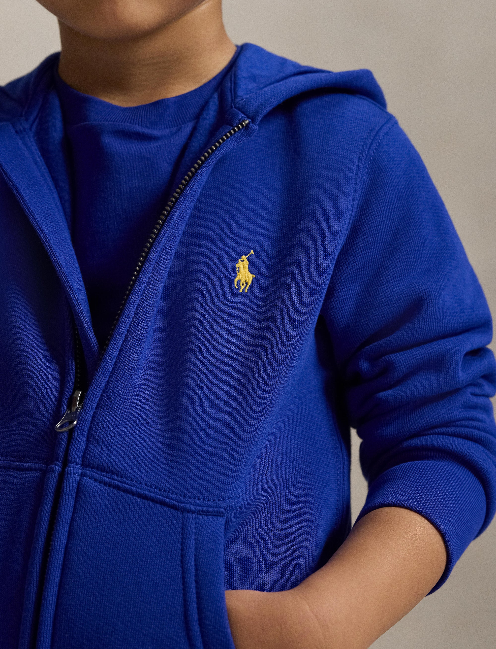 Fleece zip-up hoodie - Classic Azure