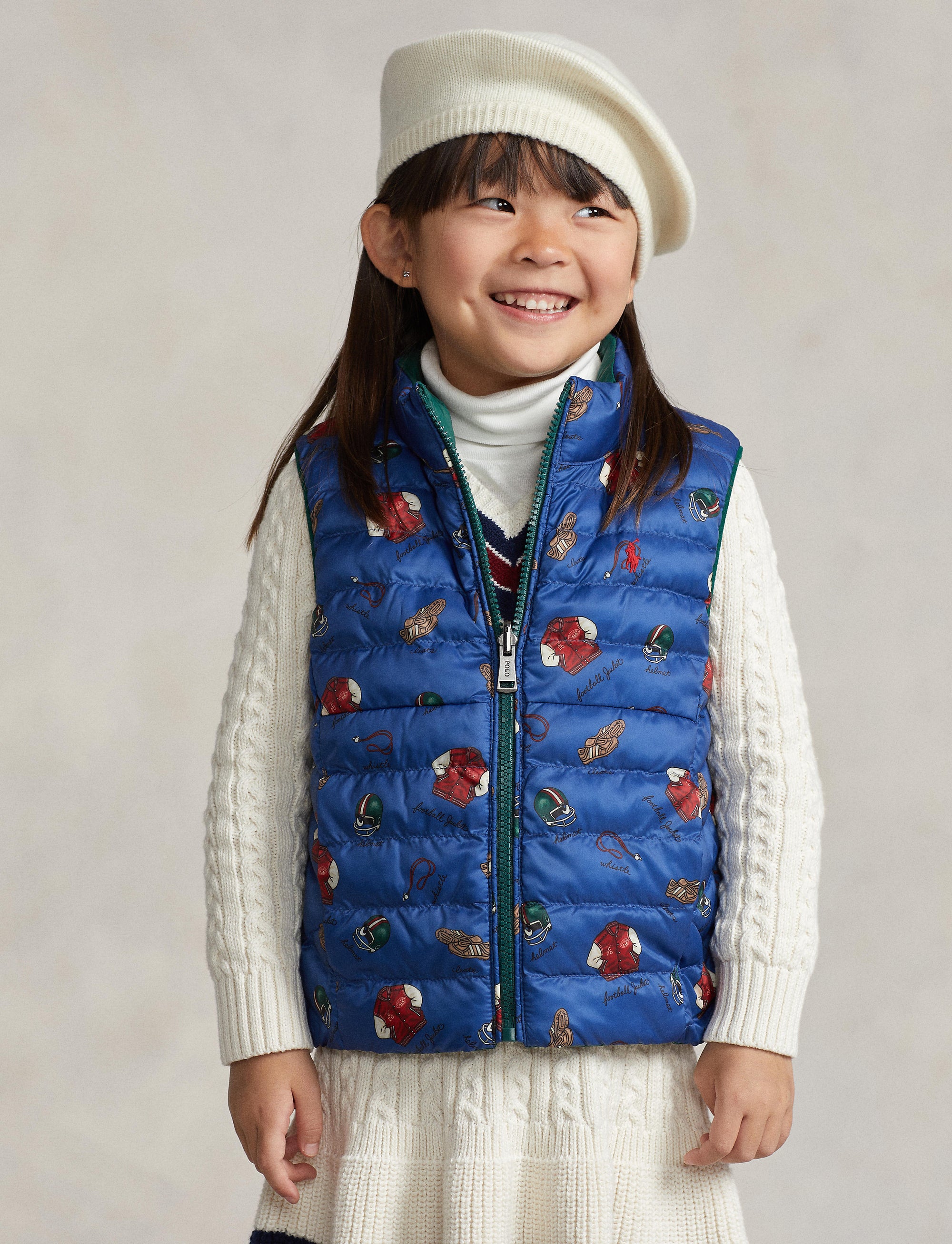 Gilet réversible P-Layer 2 - Tossed Football & Hunter Green