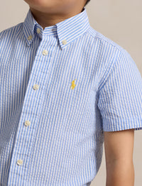 Chemise rayée à manches courtes  - Blue & White
