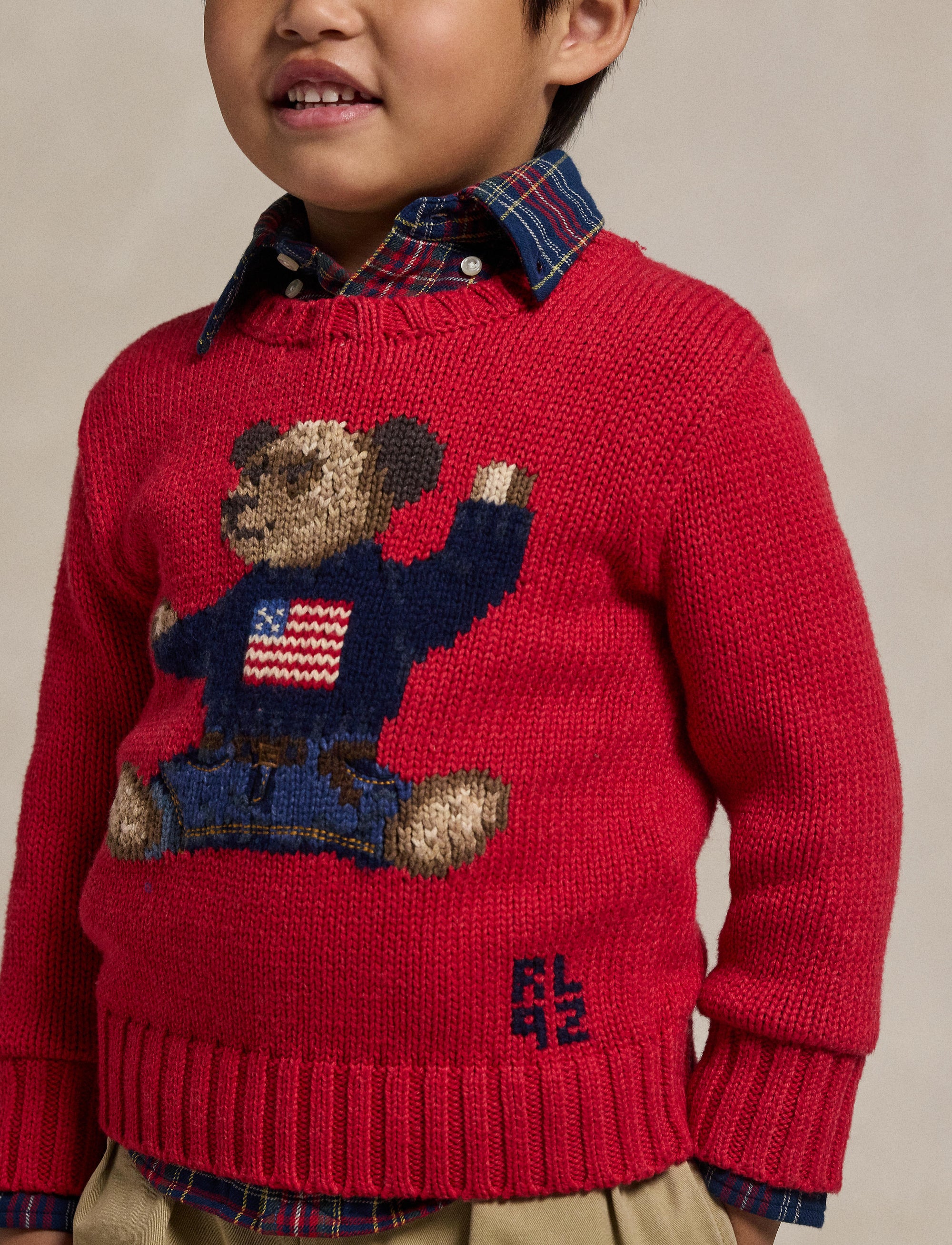 Round-neck Polo Bear jumper - Red Bear