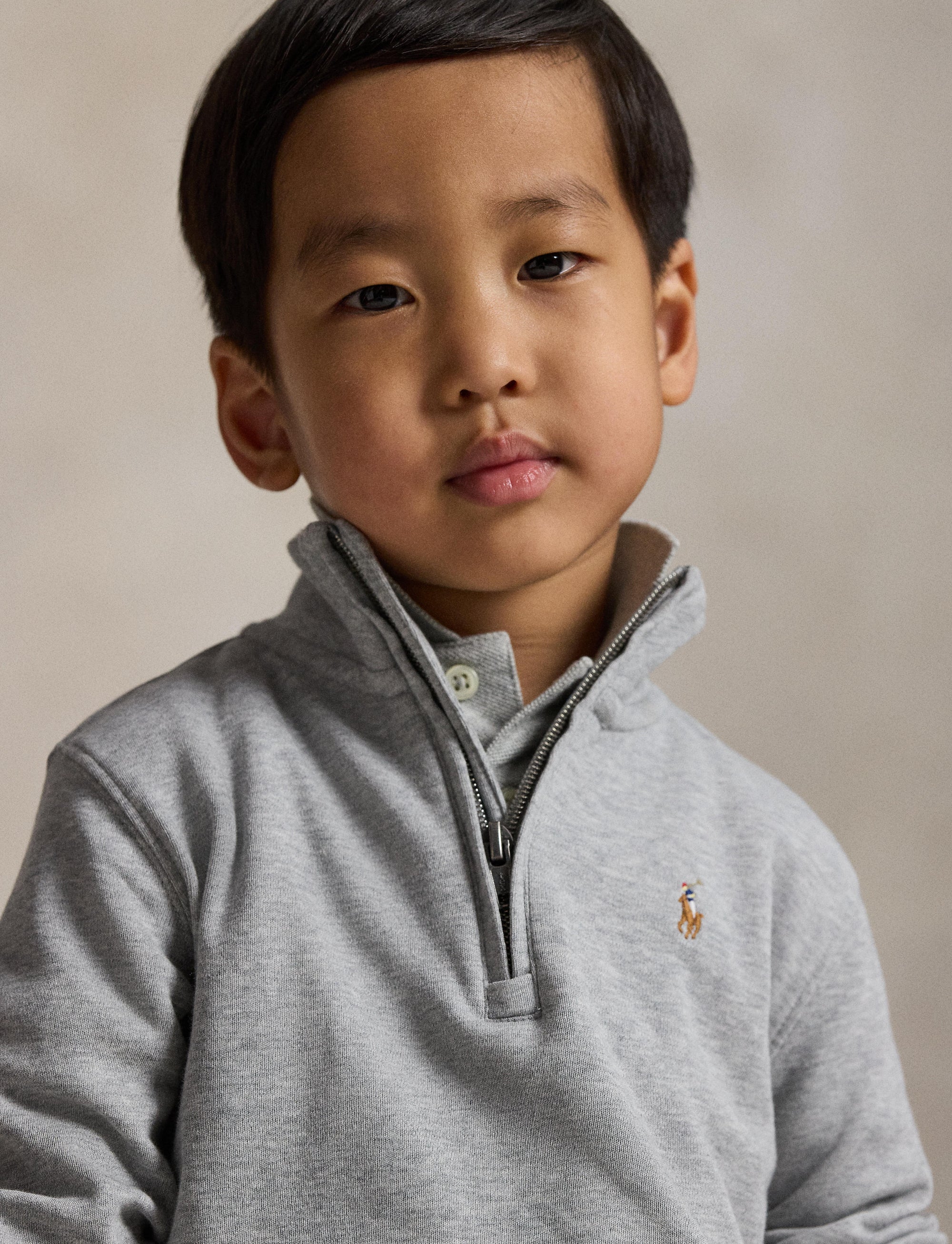 Pull demi-zippé en coton interlock - Andover Heather