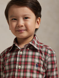 Chemise écossaise en popeline de coton - Cream, Red & Multicolore