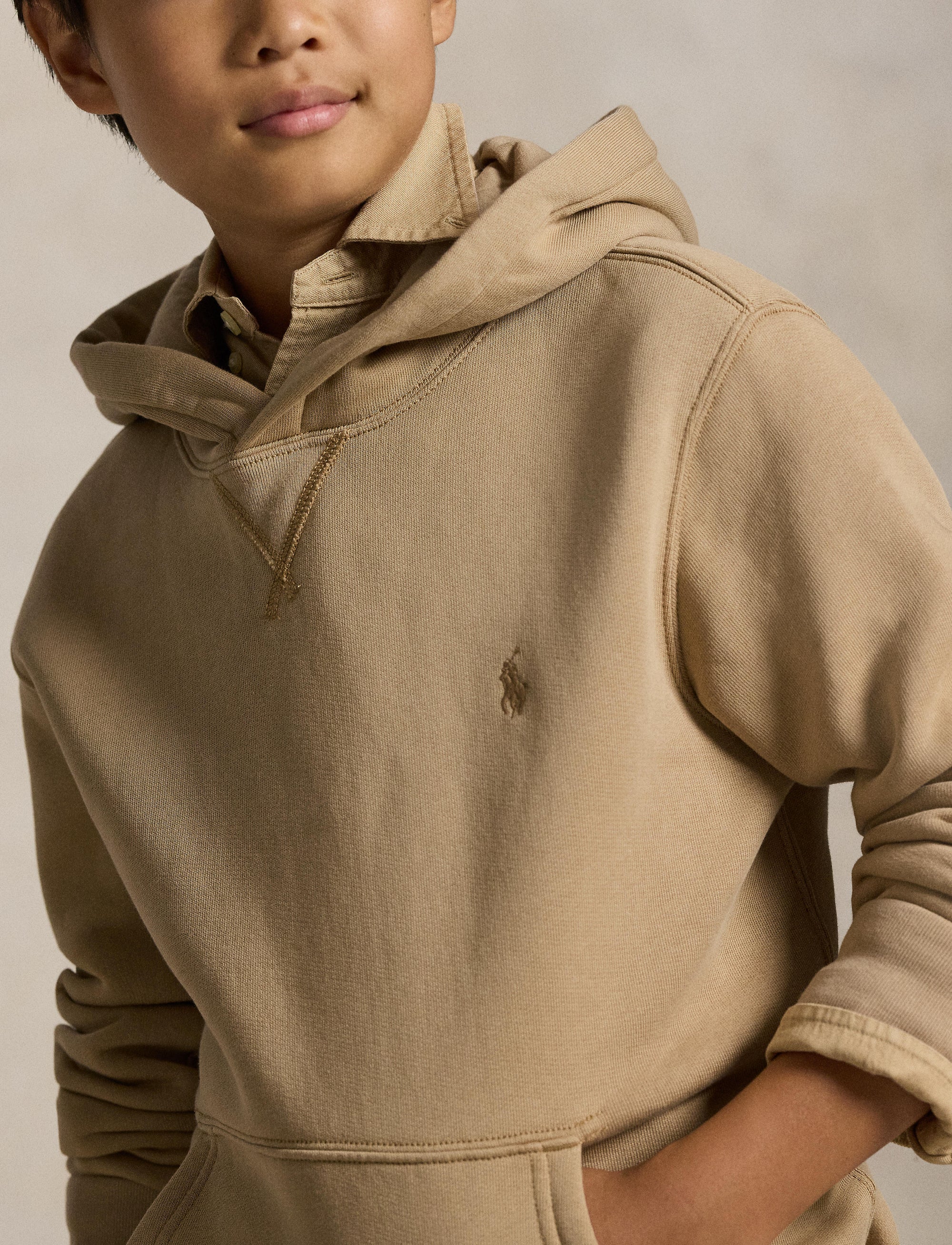 Sweat à capuche en molleton - Vintage Khaki