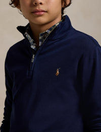 Pull demi-zippé en coton interlock - Refined Navy