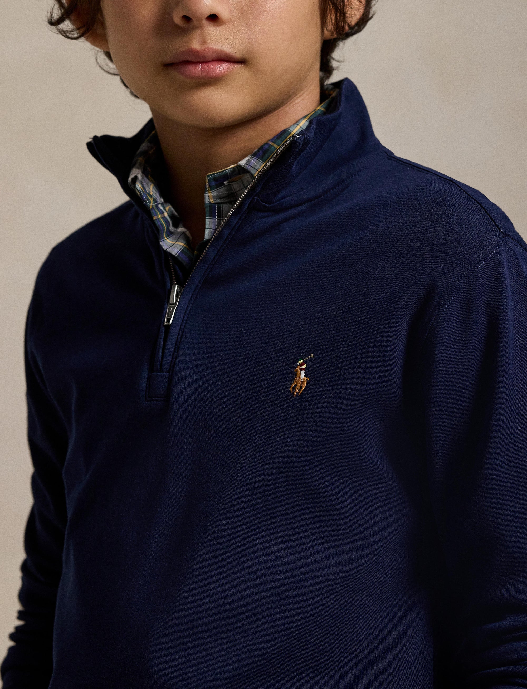 Pull demi-zippé en coton interlock - Refined Navy