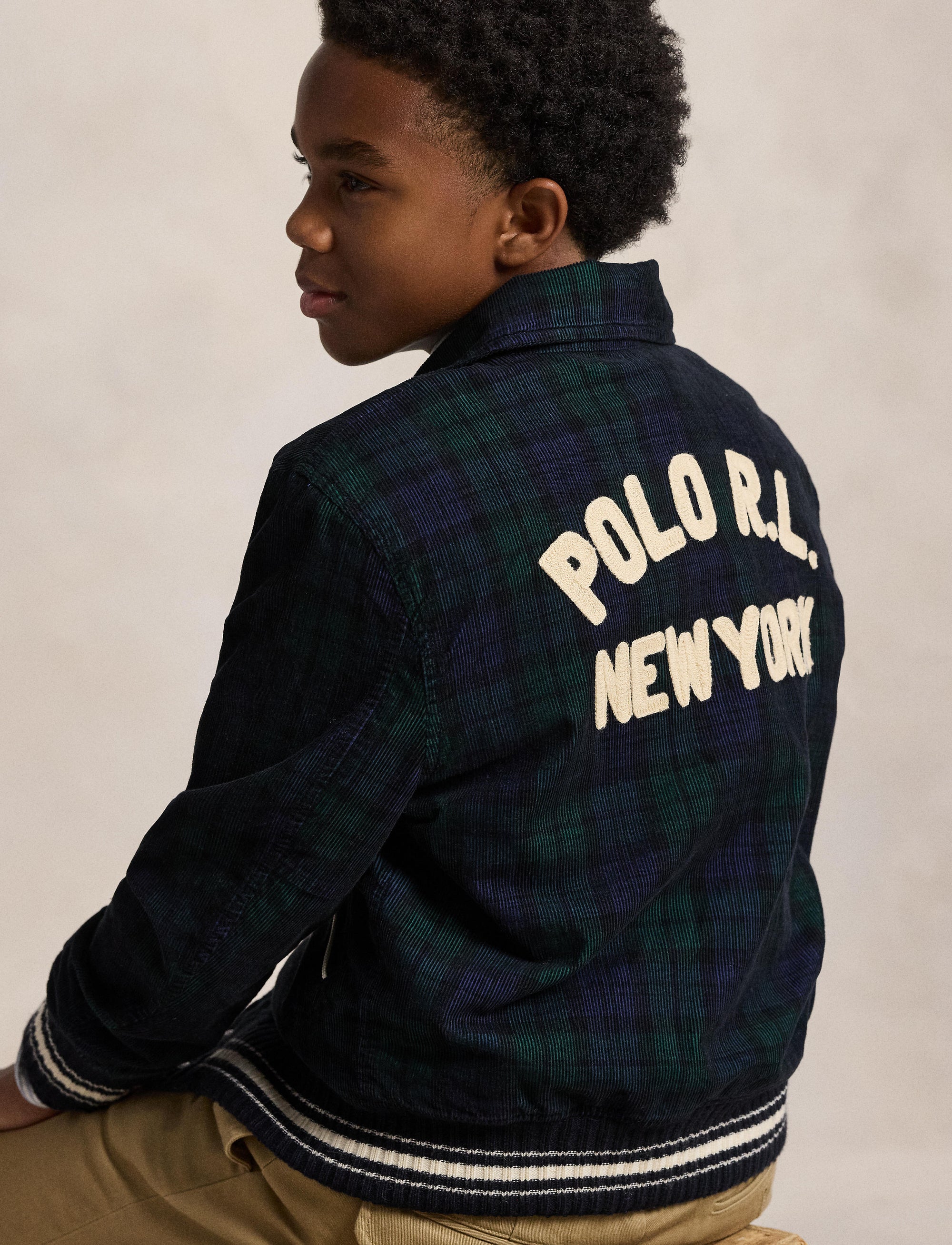 Corduroy tartan jacket - Navy, Pine & Multicolour