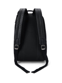 Sac à dos à poche zippée en cuir - Noir