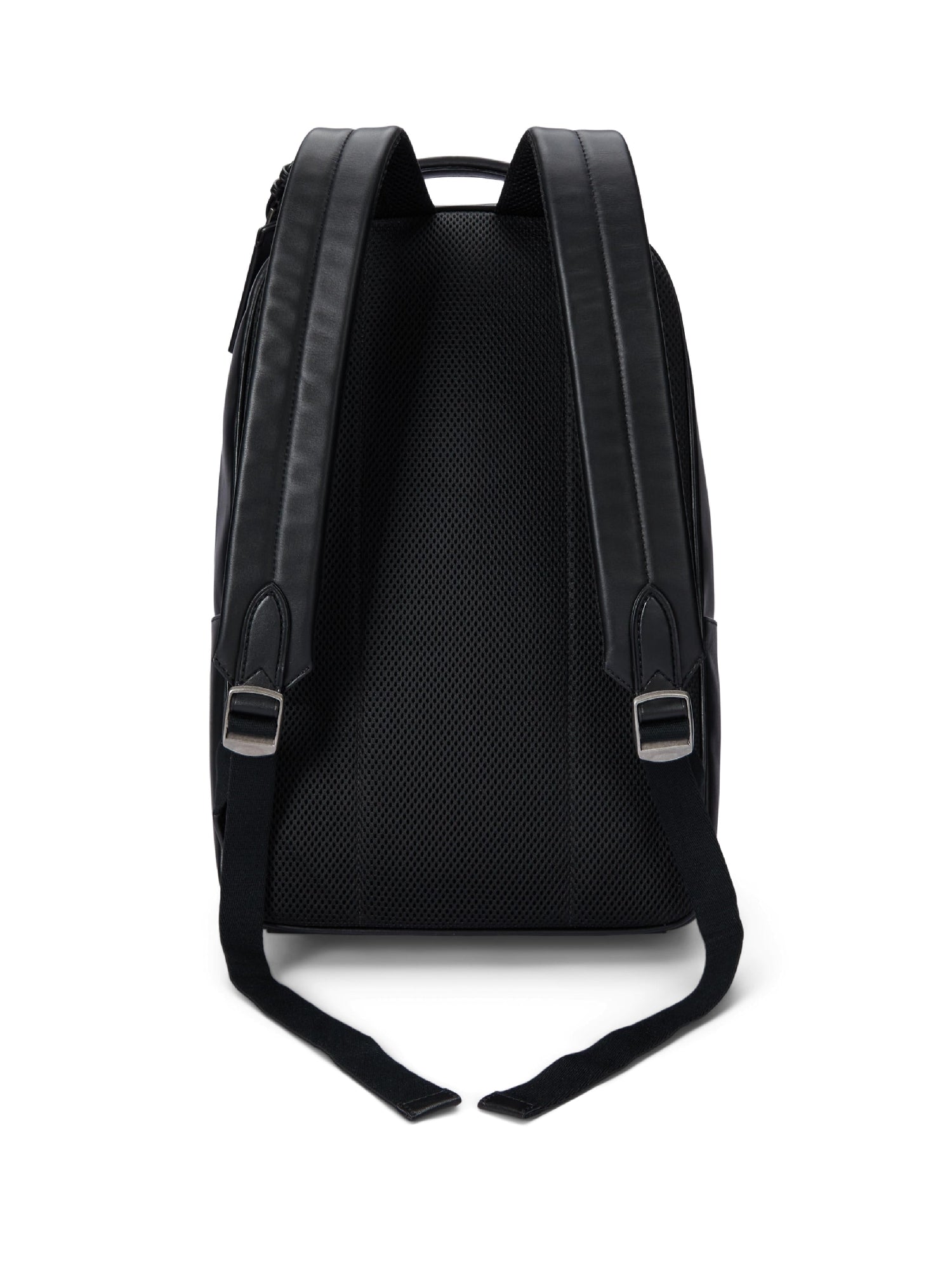 Sac à dos à poche zippée en cuir - Noir