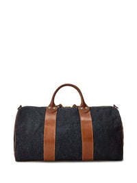 Sac de voyage en denim bordé de cuir - Indigo