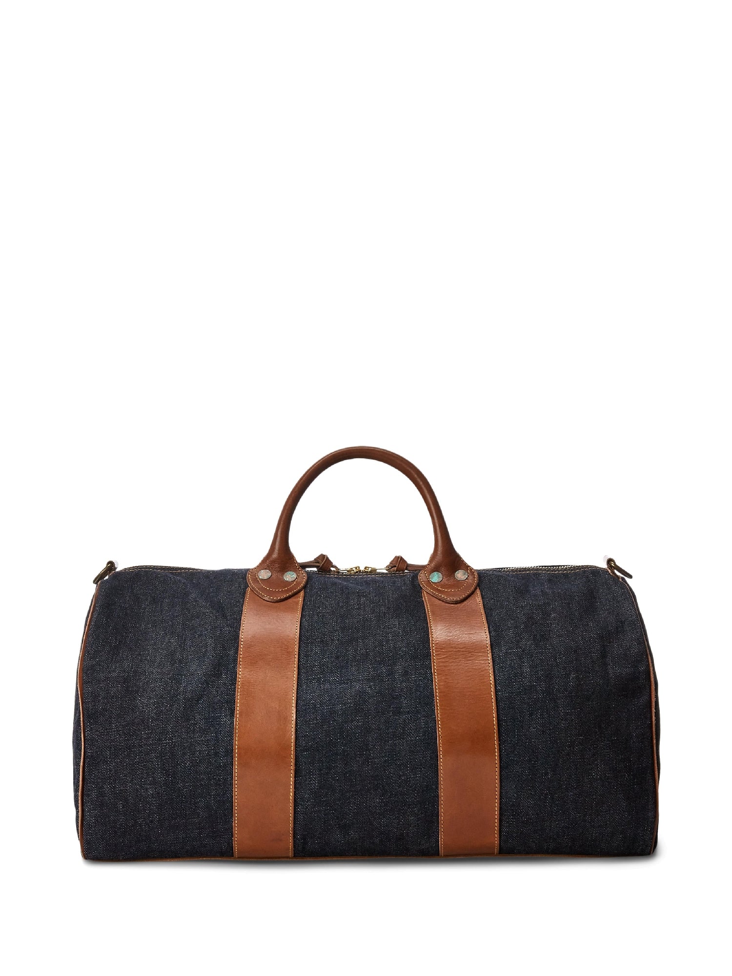 Sac de voyage en denim bordé de cuir - Indigo