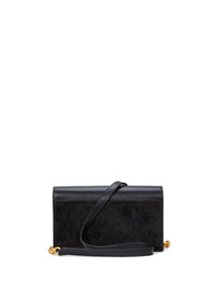Portefeuille à bandoulière Polo ID en daim et cuir - Black