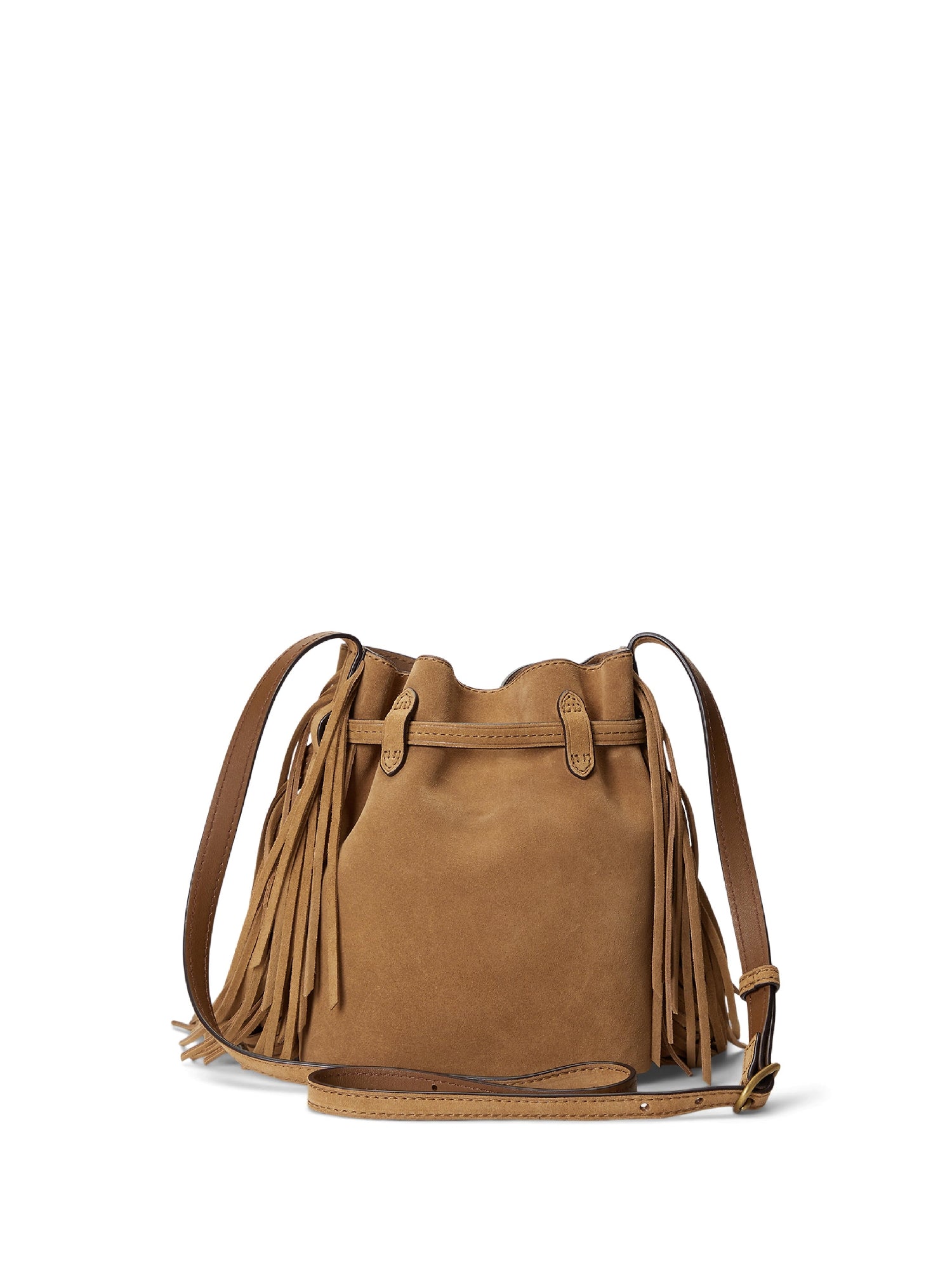 Petit sac seau Bellport frangé en daim - Maple