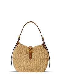 Petit sac Shoulder Polo ID en raphia - Natural & Cuoio