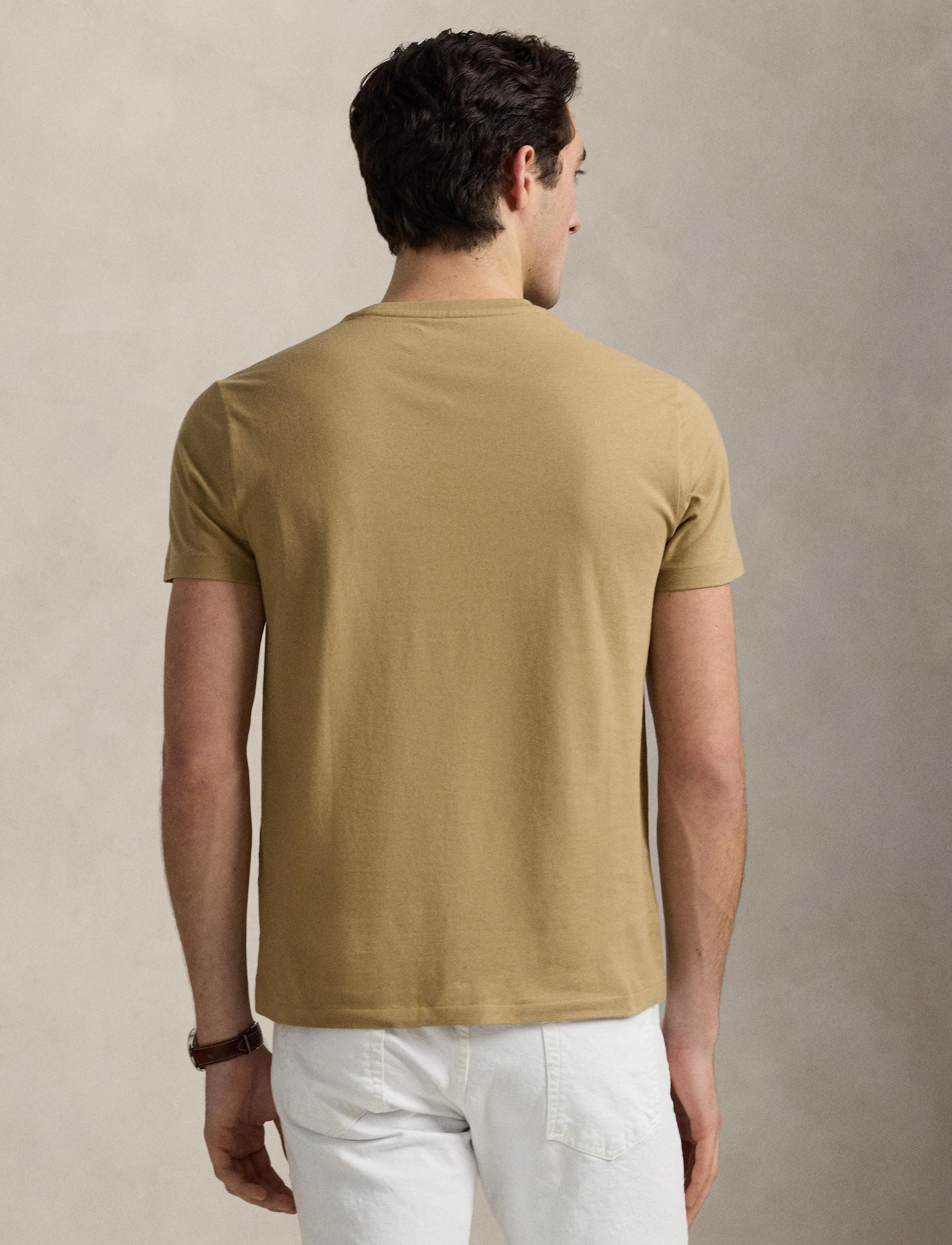 T-shirt col rond jersey Custom Slim Fit - Coastal Beige