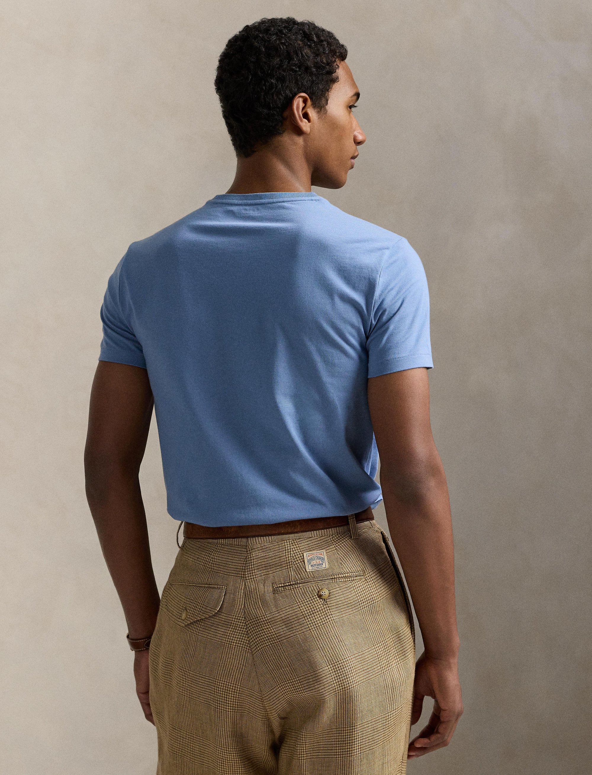 T-shirt col rond jersey Custom Slim Fit - Channel Blue