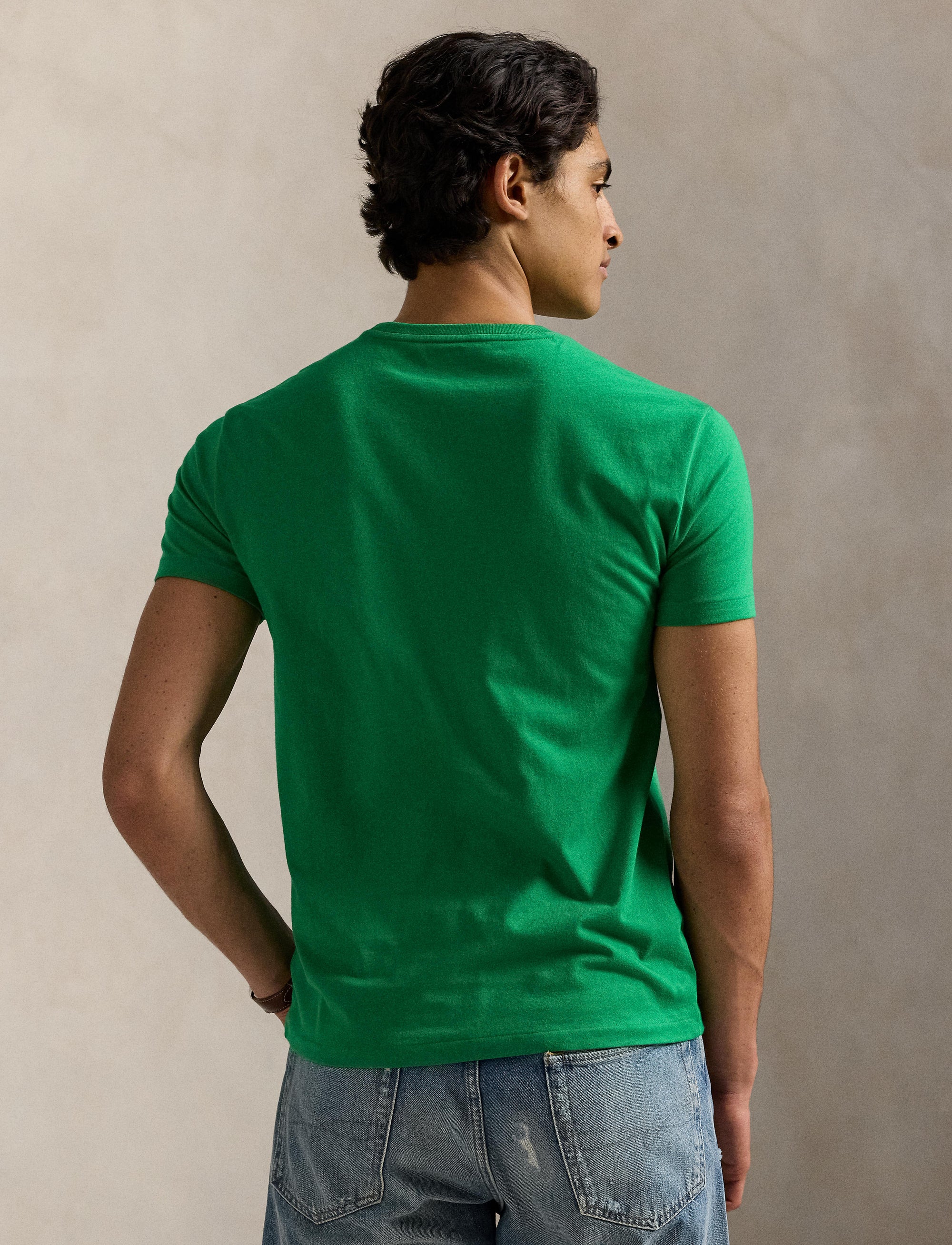 T-shirt col rond jersey Custom Slim Fit - Cruise Green