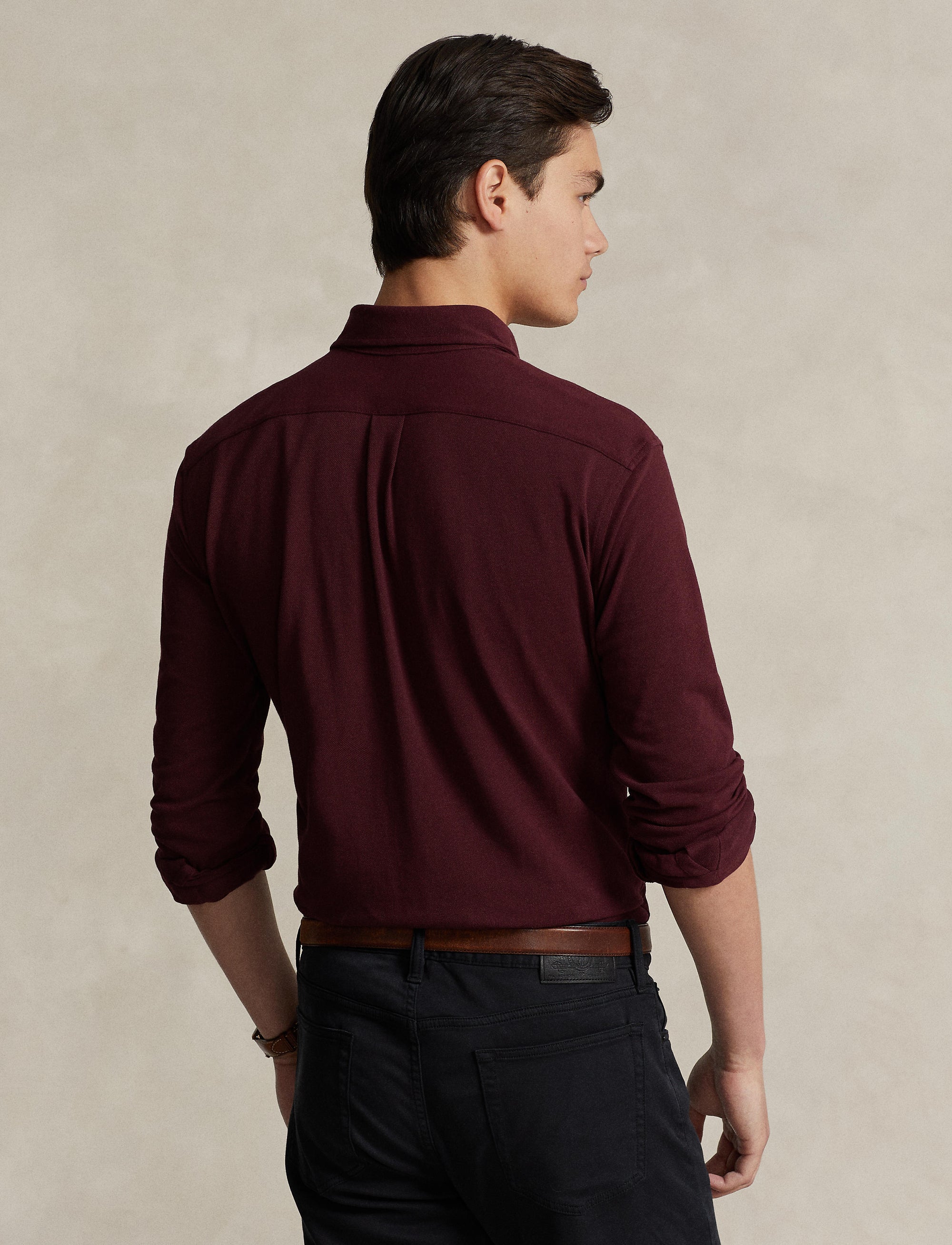 Ultra-lightweight piqué fitted shirt - Harvard Wine