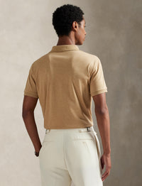 Polo en coton doux coupe ajustée - Classic Camel Heather