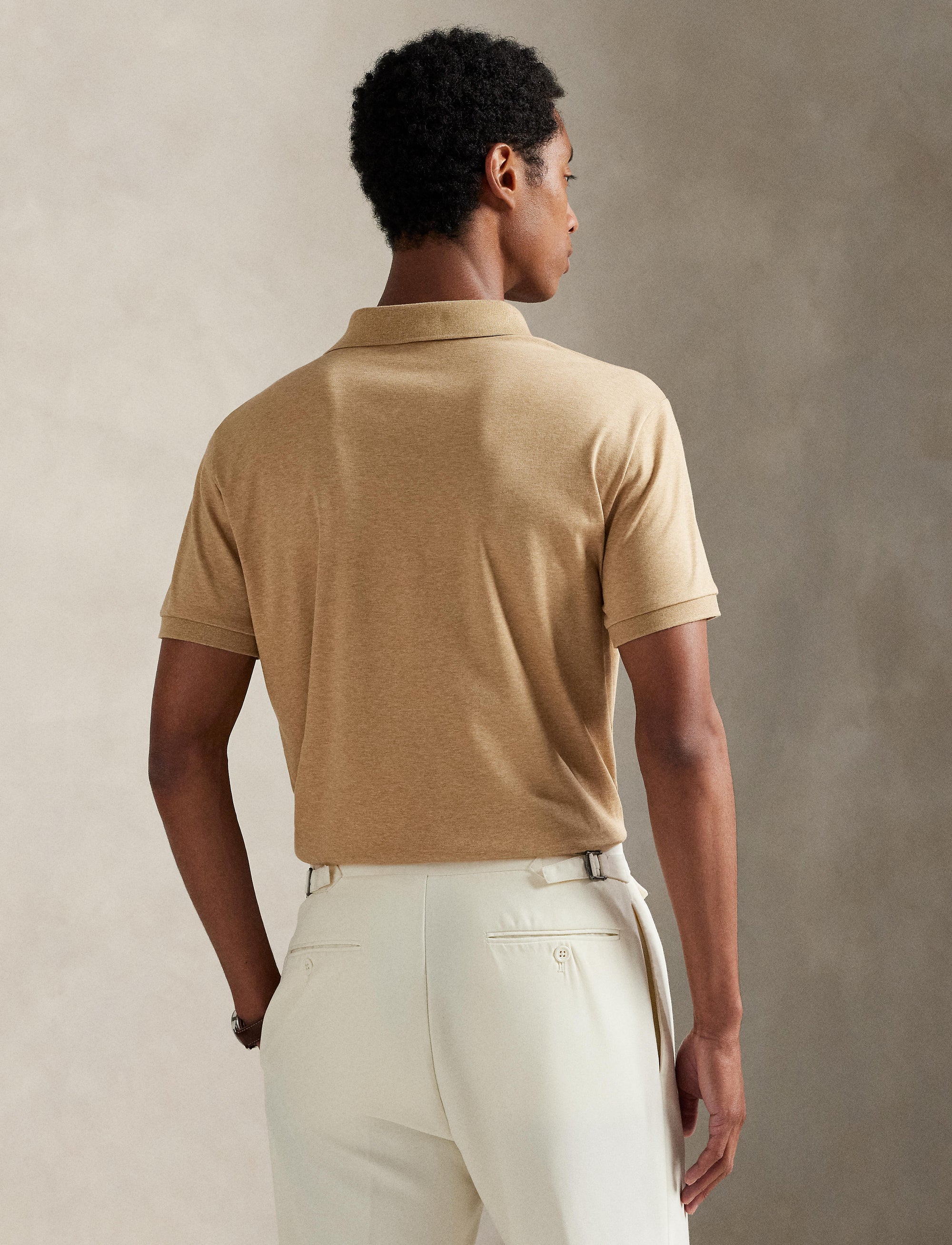 Polo en coton doux coupe ajustée - Classic Camel Heather