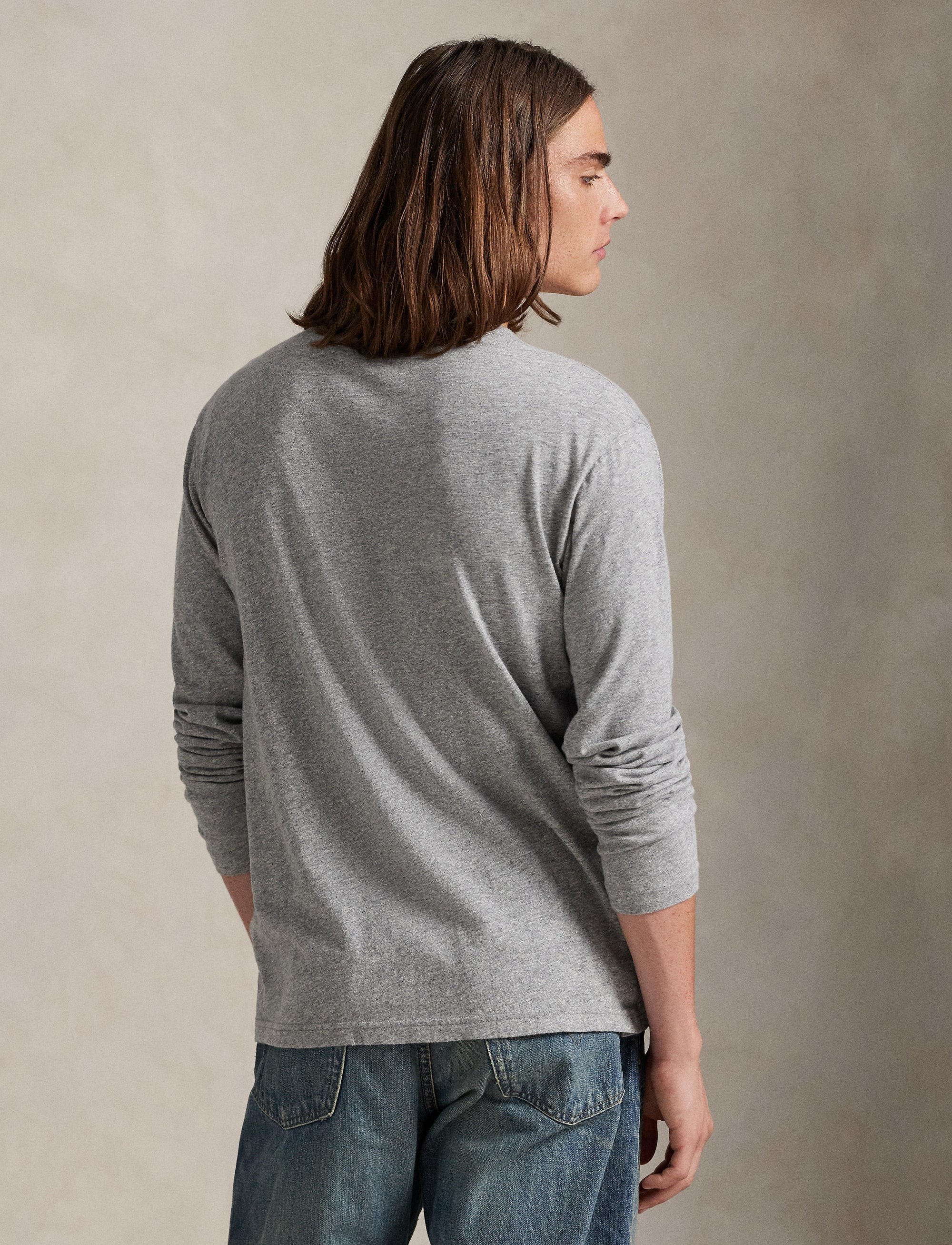 Top col tunisien en jersey flammé - Dark Vintage Heather