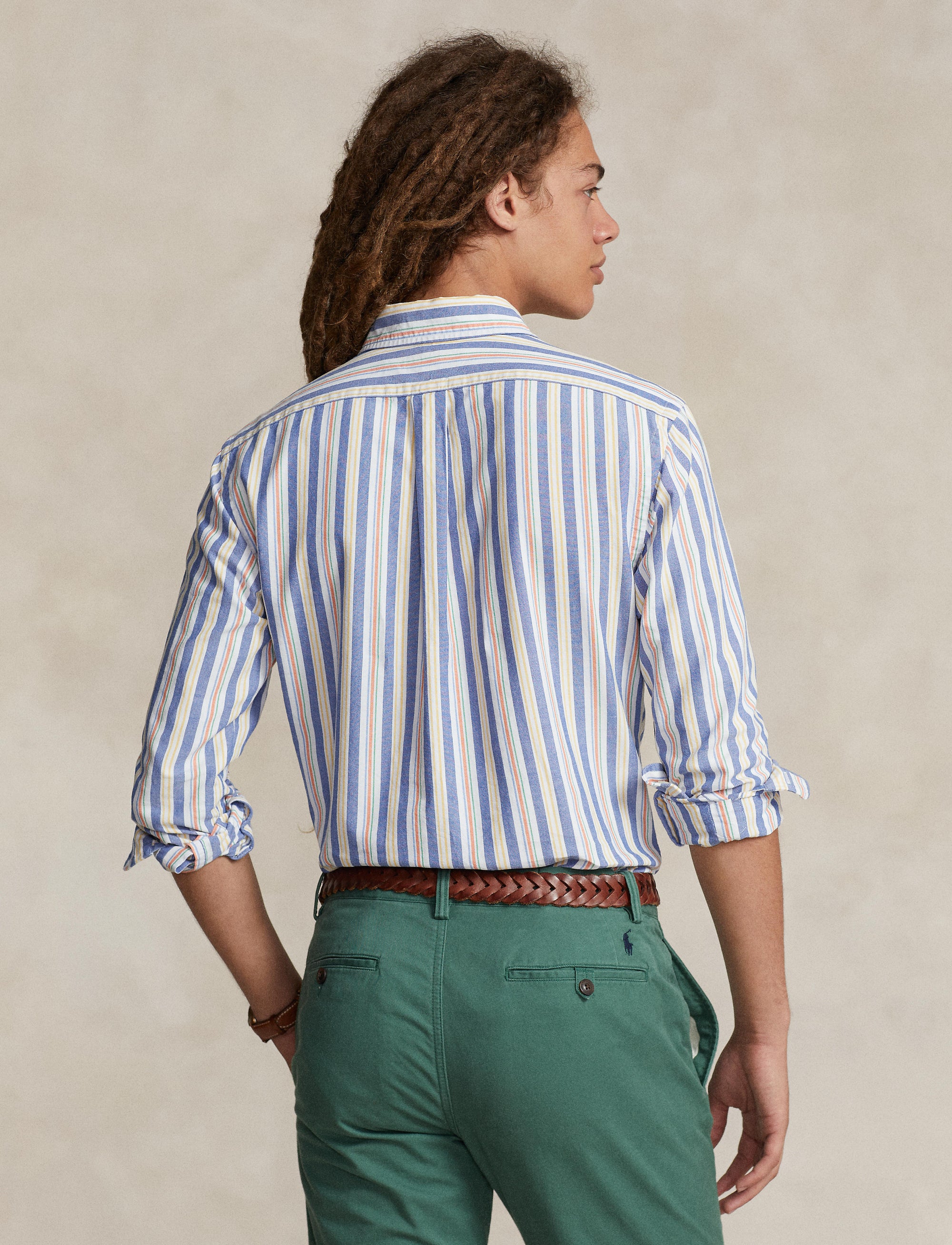 Chemise Oxford cintrée à rayures - Blue, White & Multicolore