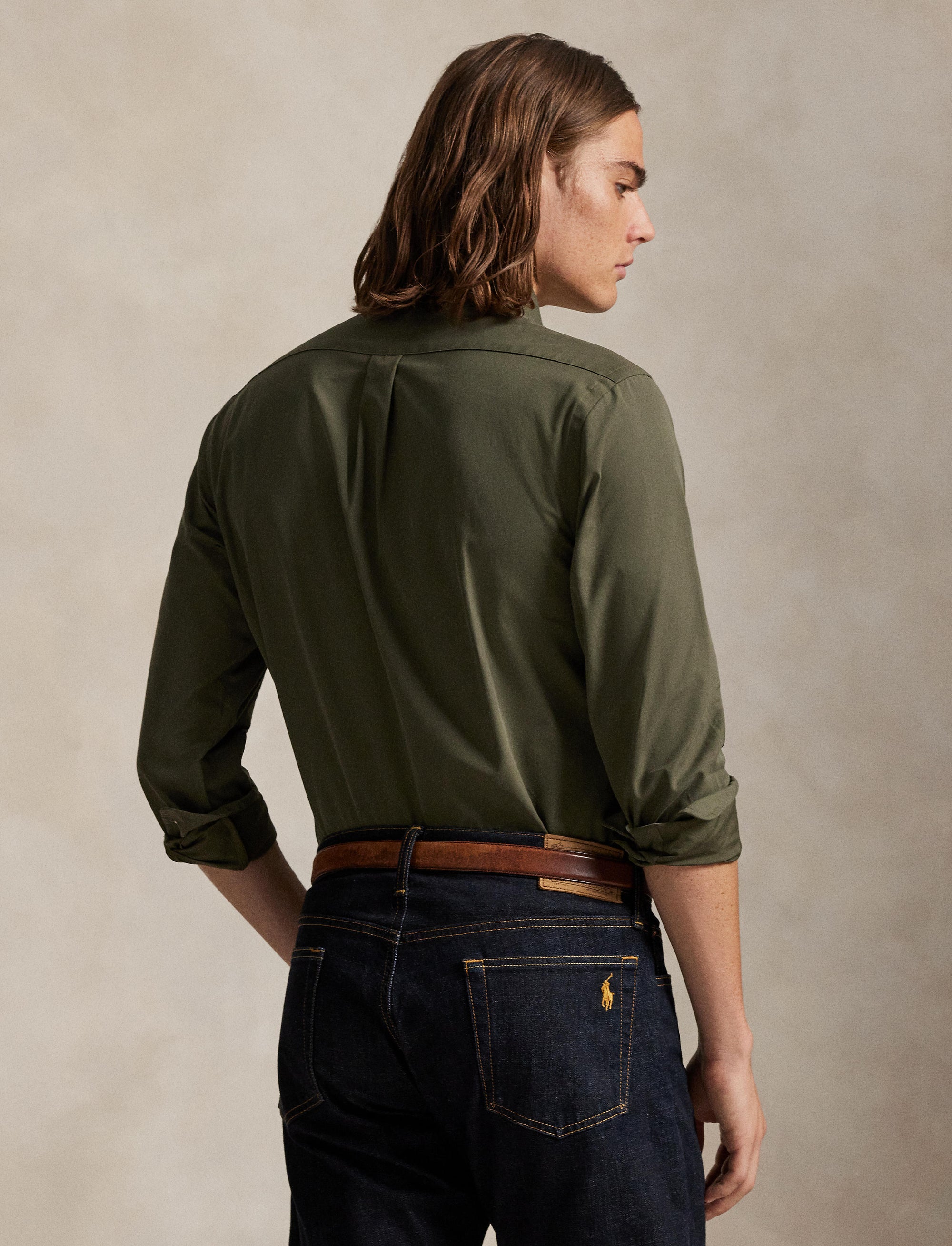 Chemise ajustée en popeline grattée - Ranger Green